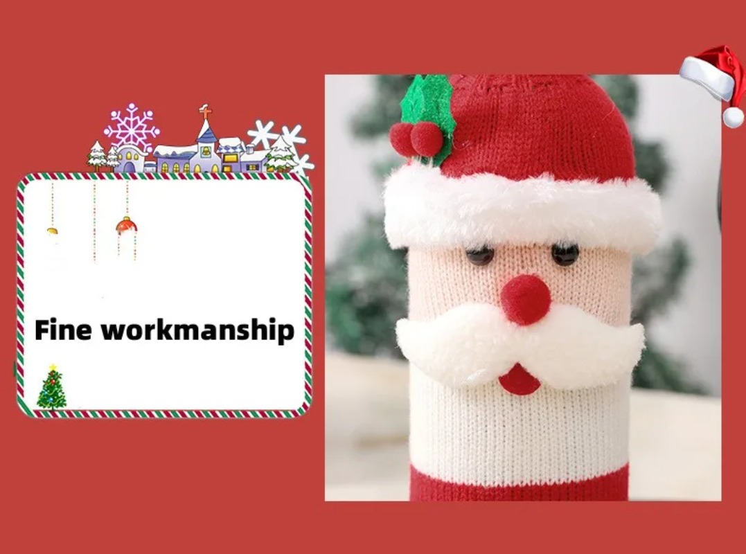 Description Picture 5 of itemChristmas Wine Bottle Cover Set Santa Snowman Woven Wine Bottle Bags For Christmas Party Dinner Table Decorations New Year Gifts