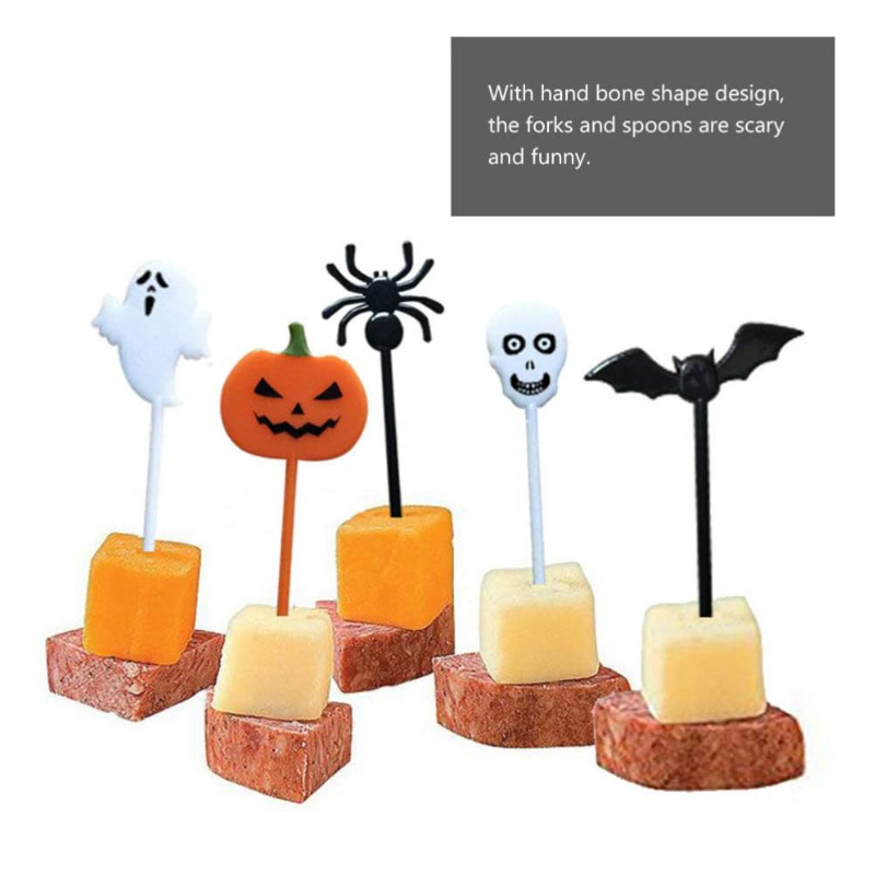 Description Picture 3 of itemHalloween salad fork pumpkin shaped appetizer toothpick cocktail tasting fork cake decoration bento box accessories
