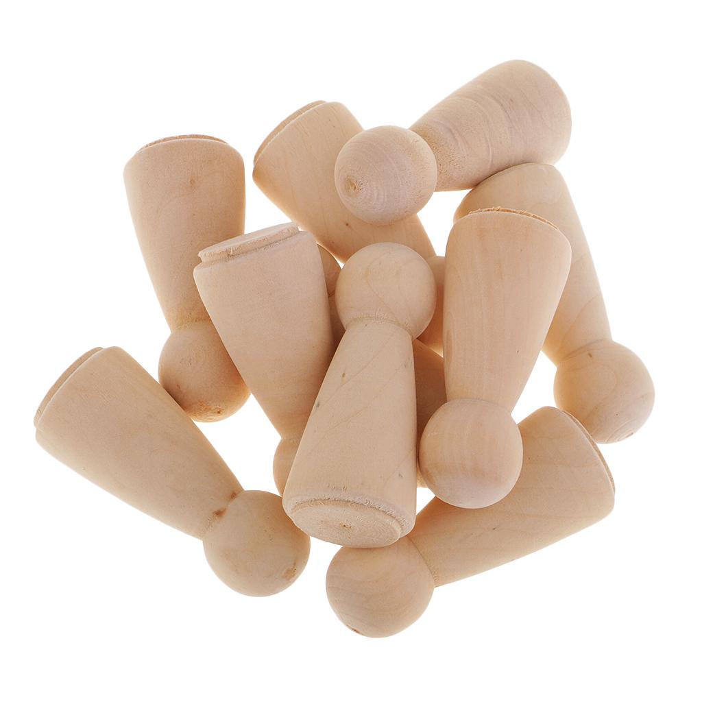 10Pcs Solid Wooden Peg Dolls Unfinished Wooden Dolls Female People Wood Peg Dolls For Family crafts Wedding Party Decor, 58mm 