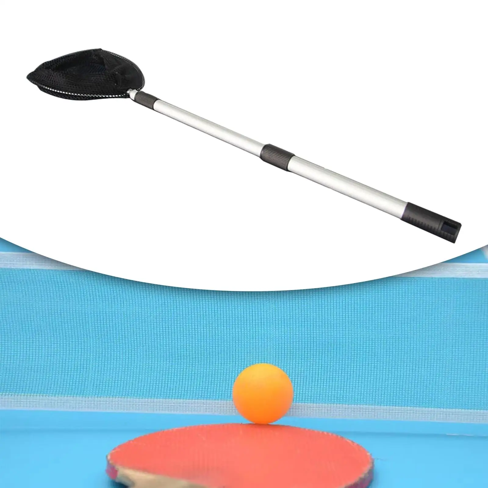 Elescopic Handle Table Tennis Ball Picker Pingpong Ball Retriever Large Capacity Accessory Container Training Tool Strong Black