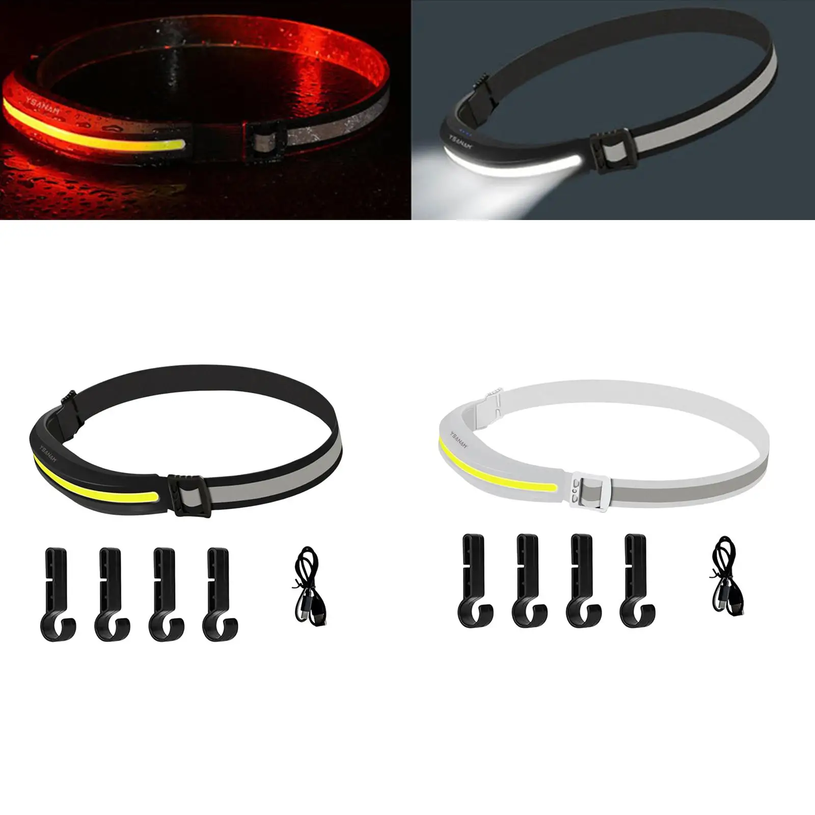 LED Headlight Comfortable Elastic Head Band Light COB Headlamp for Running Cycling Camping Outdoor