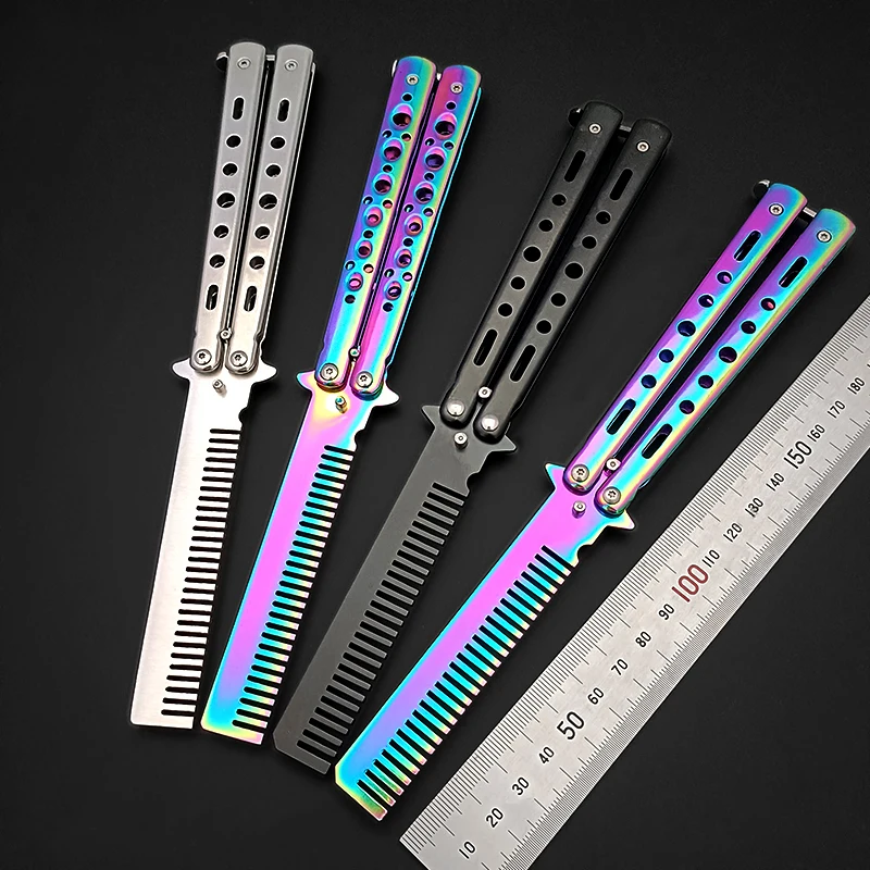 Best of Foldable Comb Stainless Steel Practice Training Butterfly Knife Comb Beard Brushes Detangling Hair Brush Hair Accessories Reviews & Tips