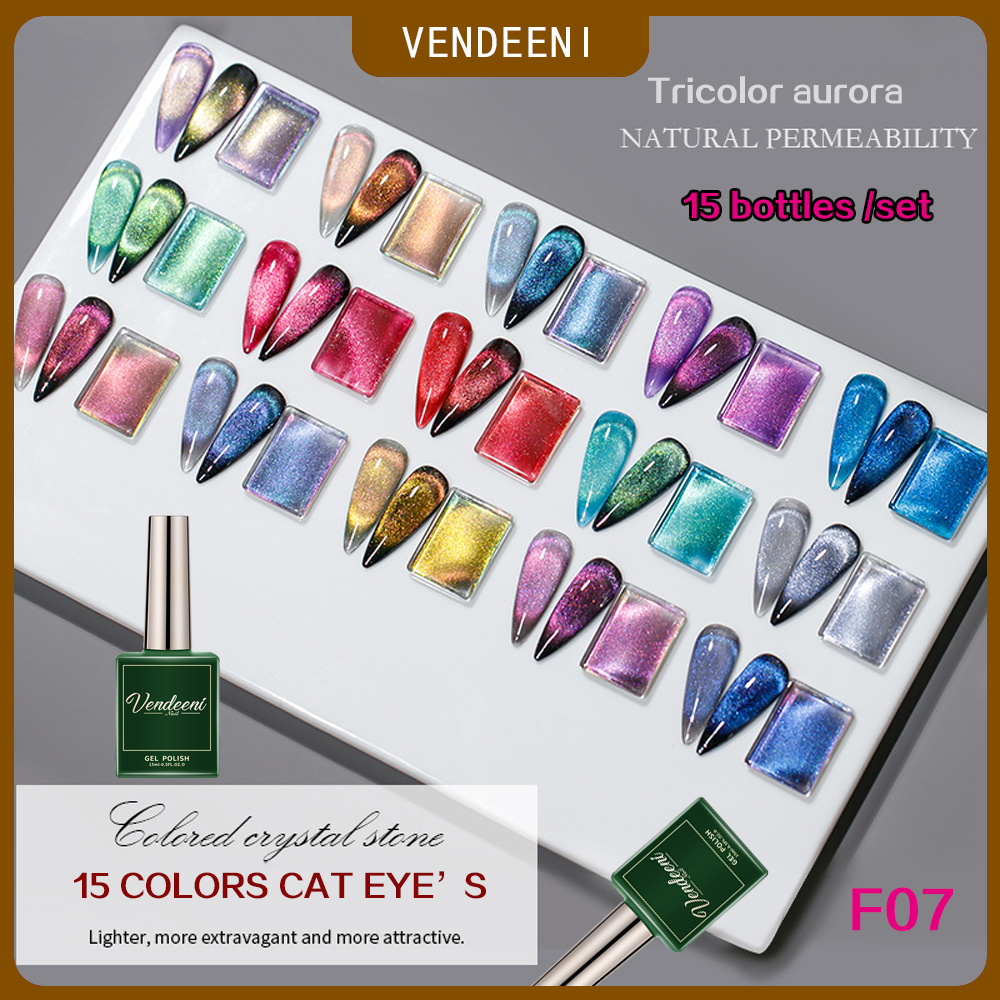 Best of Vendeeni 15 Colors / set Colourful Crystal Aurora Cat Eye Gel Nail Polish Magnetic Gel Varnish UV LED Soak Off Gel Lacquer Reviews & Tips