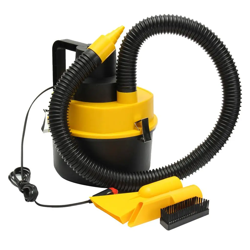 12V Automobile Vacuum Cleaner Large Capacity 120 Air Inflation -Yellow