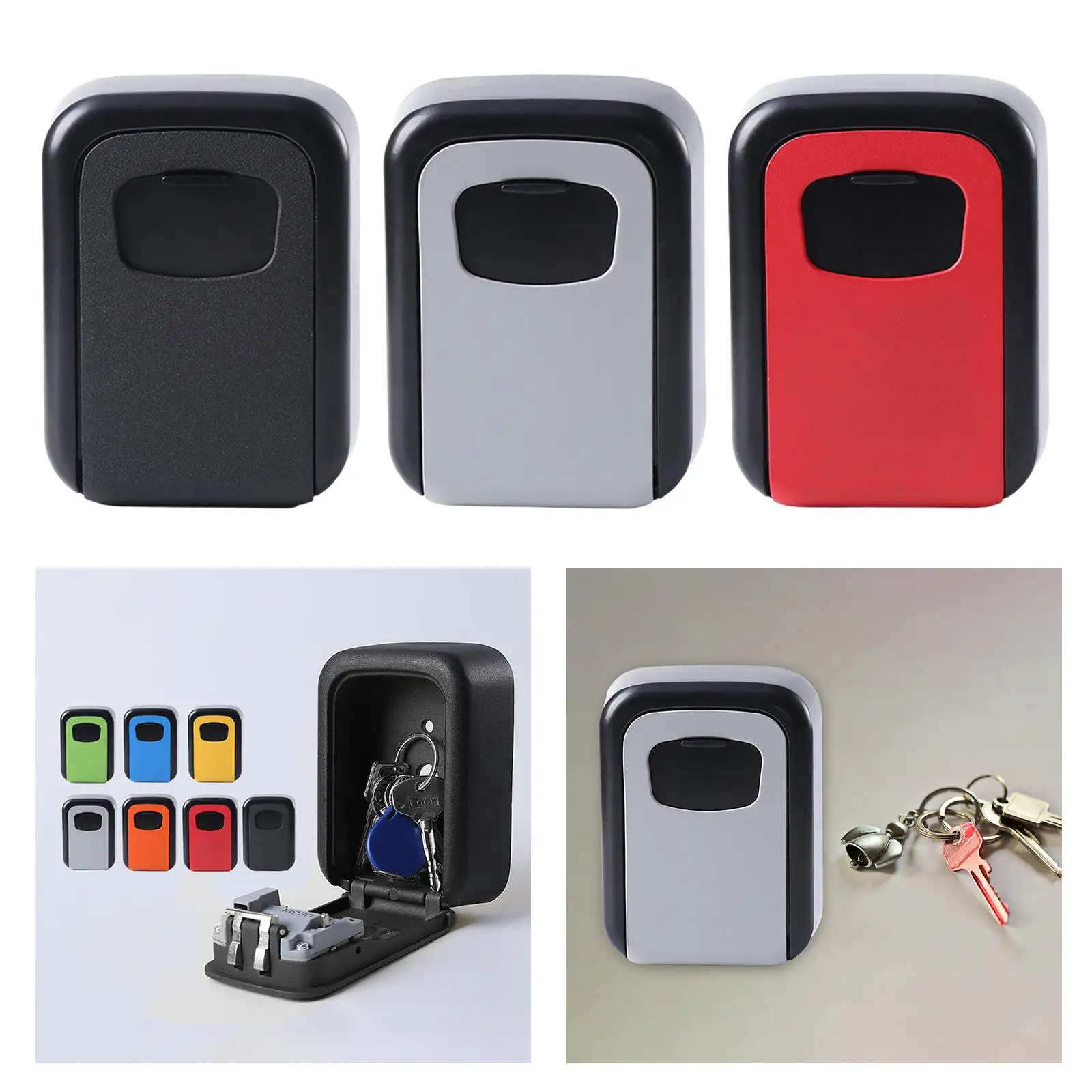 Key Cabinet Organizer with Resettable Codes Key Lock Box Security Lockbox Password Key Case for Outside Home Office Valets Car