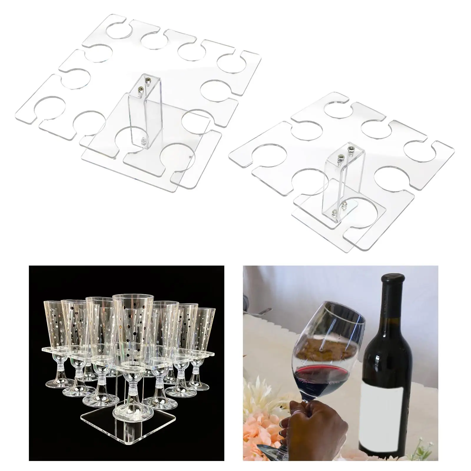 Acrylic Wine Glass Holder Mini Sturdy Serving Tray Drink Cups Display Rack Modern for Pantry Restaurant Countertop Kitchen Table