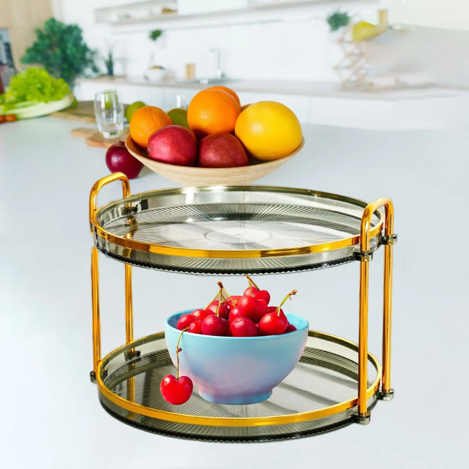 2 Tiered Cake Display Stand Dessert Tray Durable Spices Organizer Widely Use