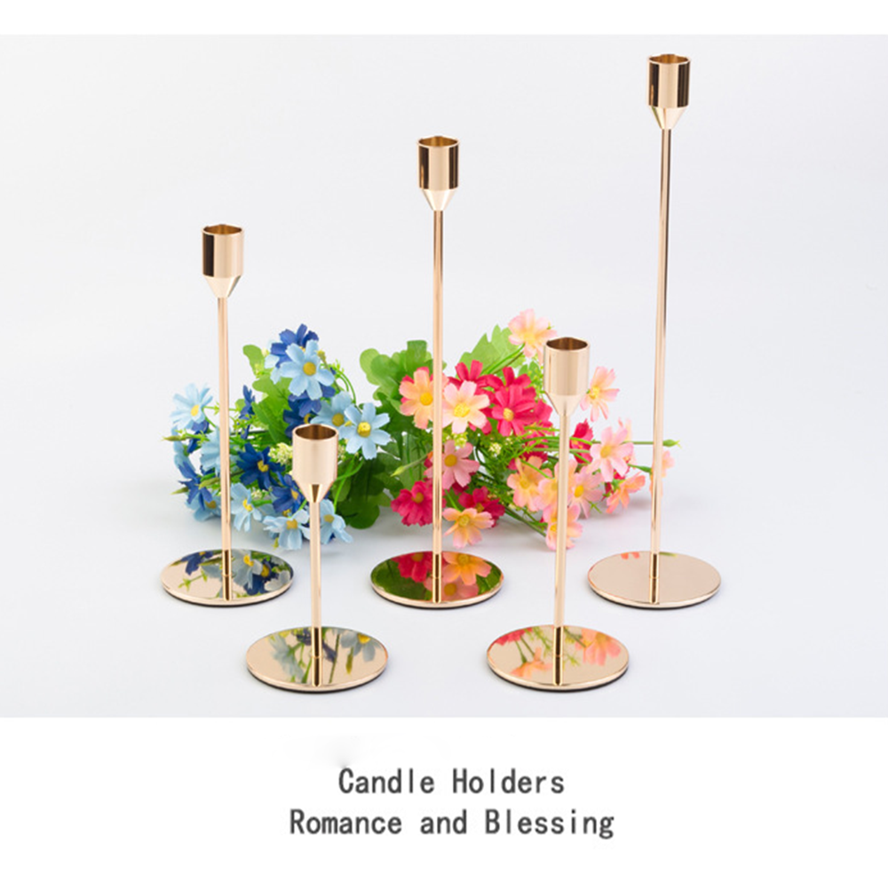 Description Picture 4 of itemMetal Small Candle Holder, Table Mini Candlestick for Wedding, Home Decoration Accessories, Black and Gold, 2 PCs/Set, 3 PCs/Set