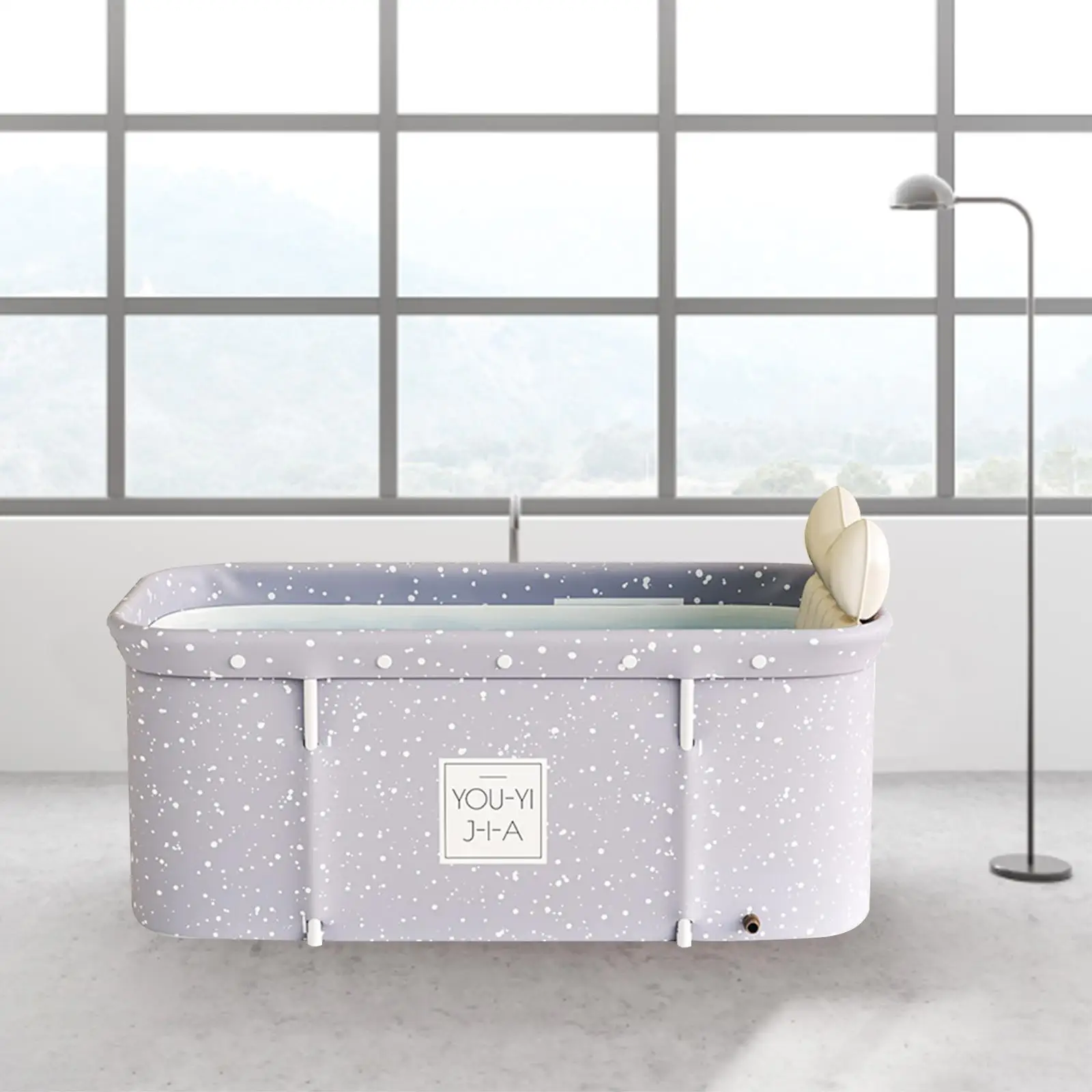 Foldable Bathroom Soaking Bath Tub Comfort Cushion Easy to Install Hot Tub for Family Adults