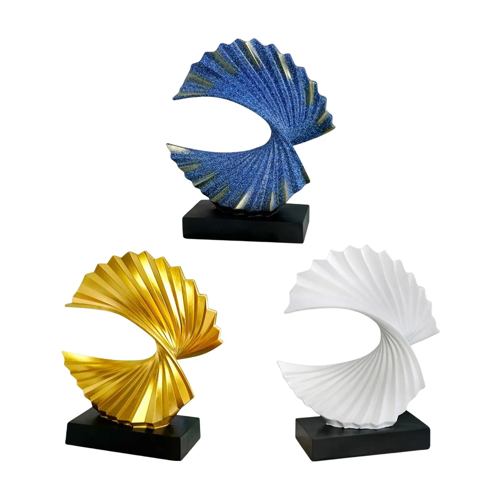 Home Ornament Fan Resin Sculpture Statuette Classical Stylish Gift Art Crafts Statue for Table Shelf Living Room Decor