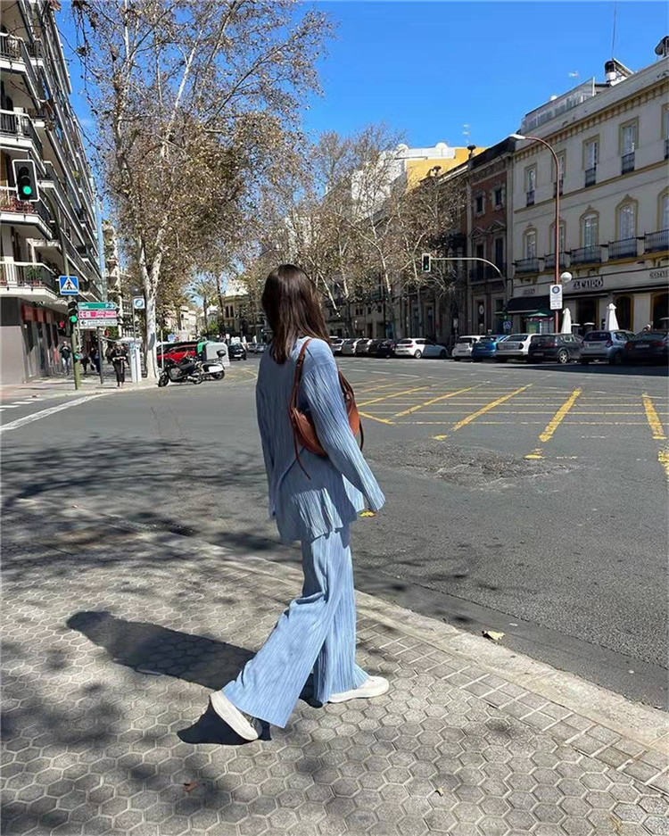 verão manga longa botão camisa calças casuais roupas de treino feminino