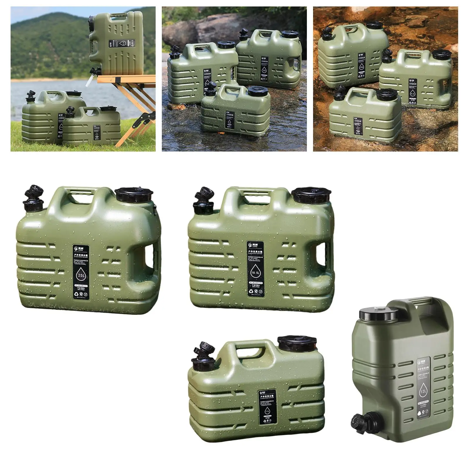 Portable Water Container with Faucet Water Storage Barrel for Survival BBQ