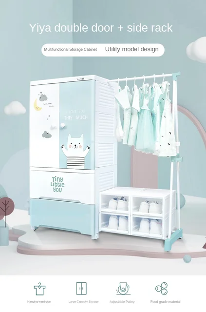 Armario organizador de plástico para bebé, cabina de armario para mujer,  caja de ropa, archivadores de plástico, muebles de almacenamiento de  Roupeiro - AliExpress