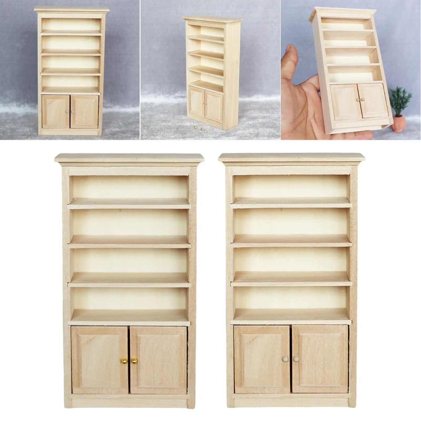 2Pcs Mini Doll House Bookcase Cabinet Model Living Room Furniture Supplies Decoration