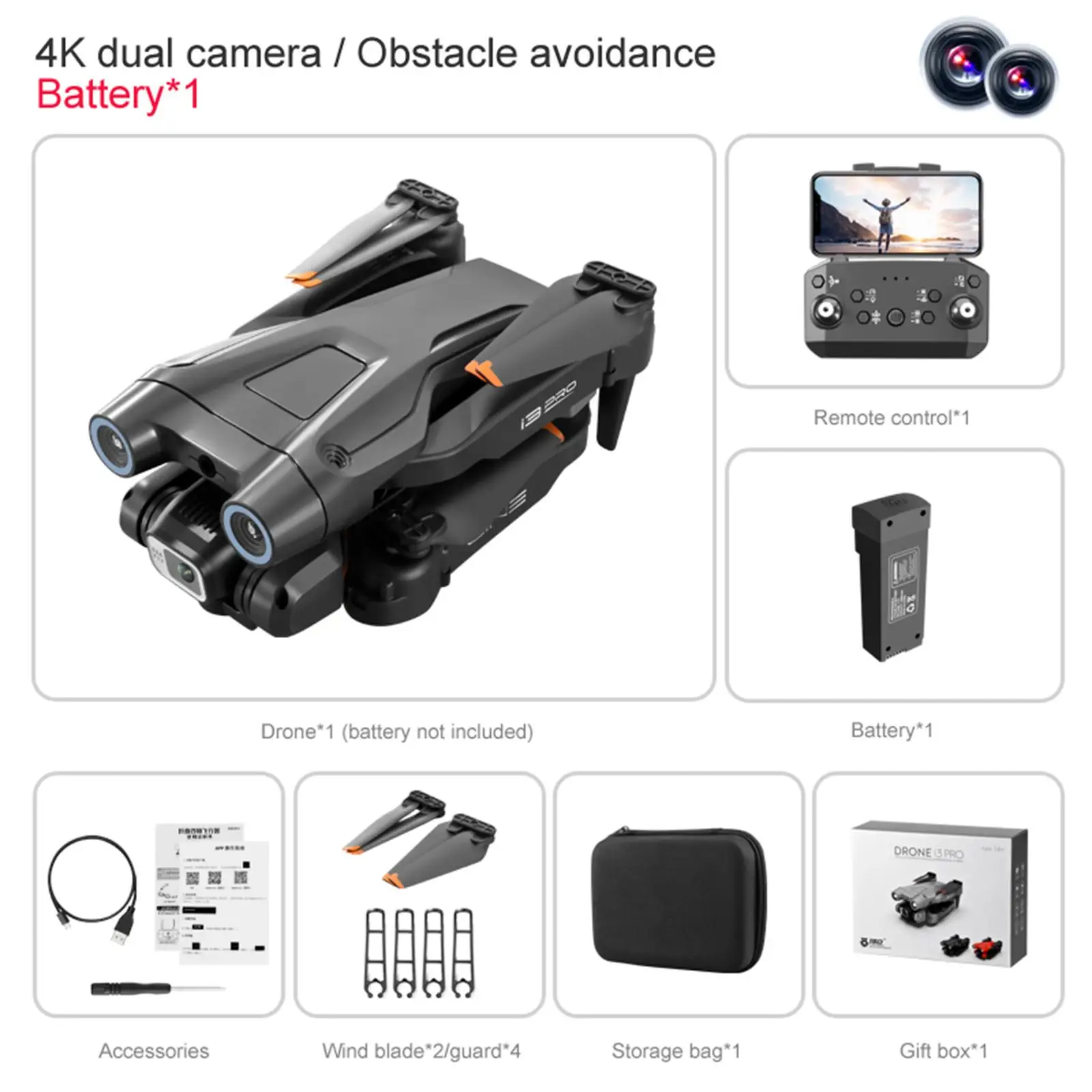 Foldable RC Drone with 4K Cameras Remote Control Quadcopter for Girls Birthday Gifts