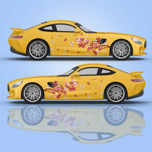 Sakura Cherry Blossom Livery, Japanese Theme Side Car Vinyl Wrap, Universal  Size, Large Vehicle Graphics