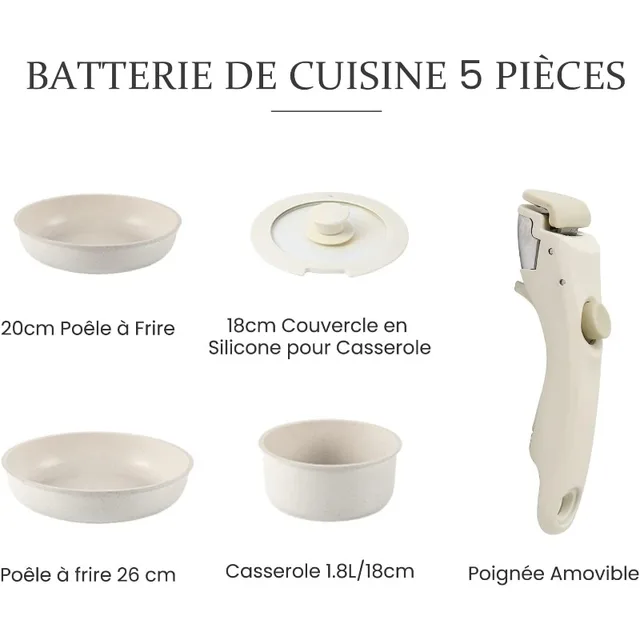 CAROTE Lot Poele et Casserole Induction, Poêles Antiadhésif 24/28cm,  Casserole 4,3/1,4L, Sauteuse 28cm, avec Couvercle - AliExpress