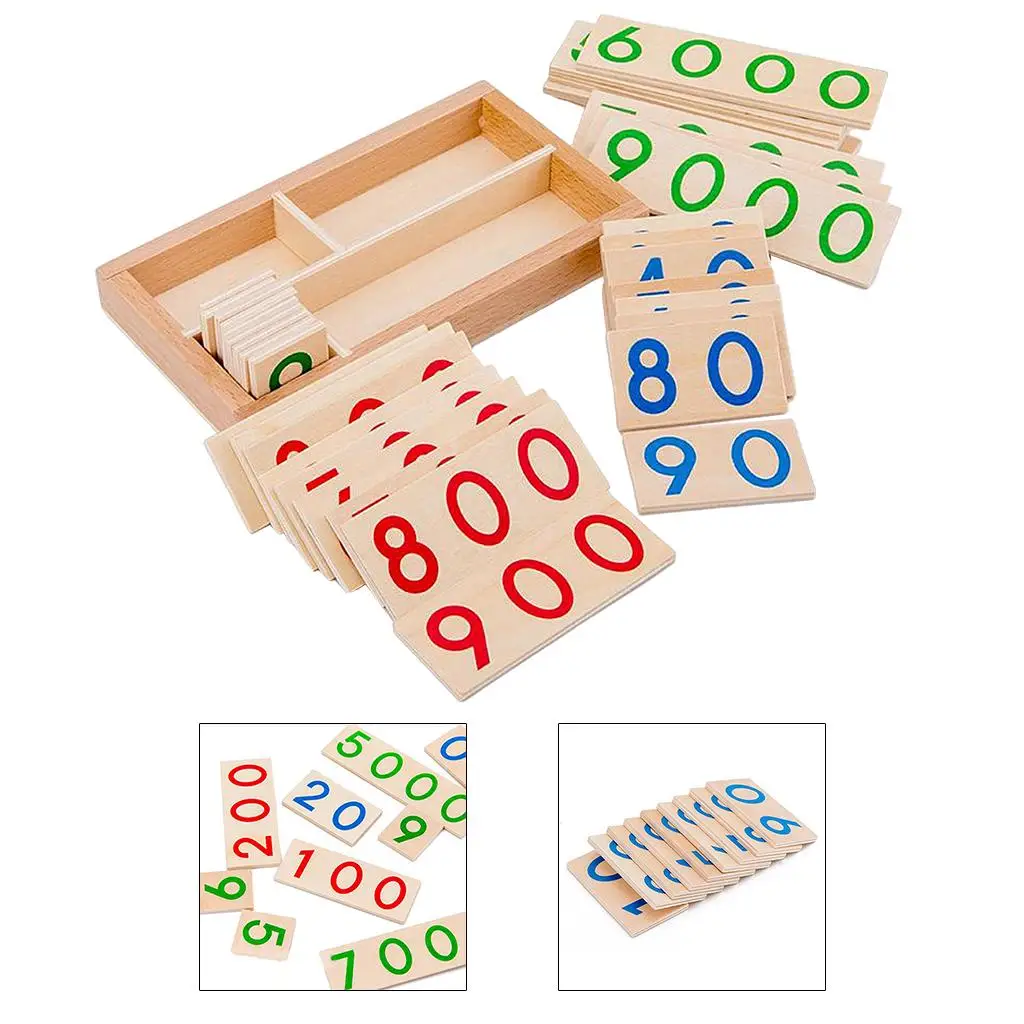 Wooden 1-9000 Number Card Calculation Educational Teaching Aids Motor Skill Math Learning Activity Toys Kids
