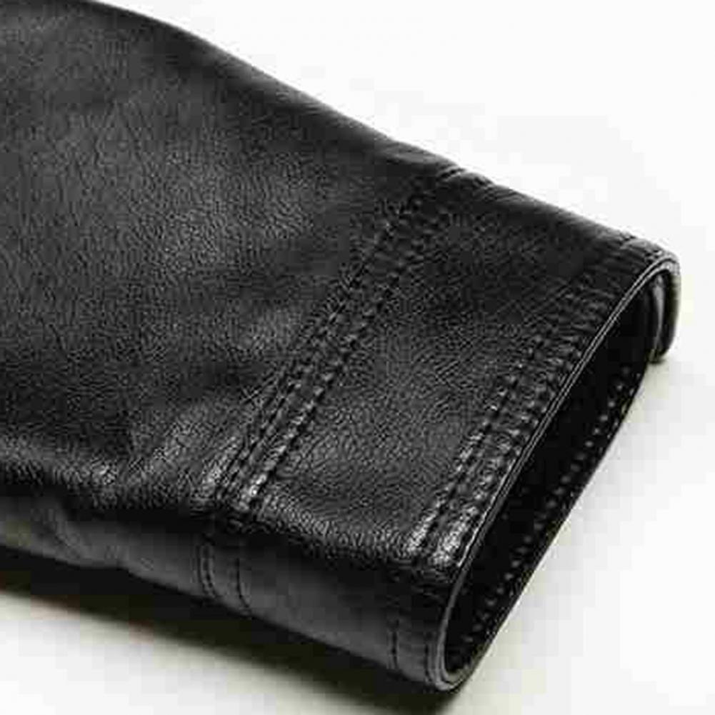 Description Picture 4 of itemMen Faux Leather Jacket Stylish Men's Faux Leather Jacket Warm Windproof Trendy Outerwear for Autumn Winter Fall Men Jacket