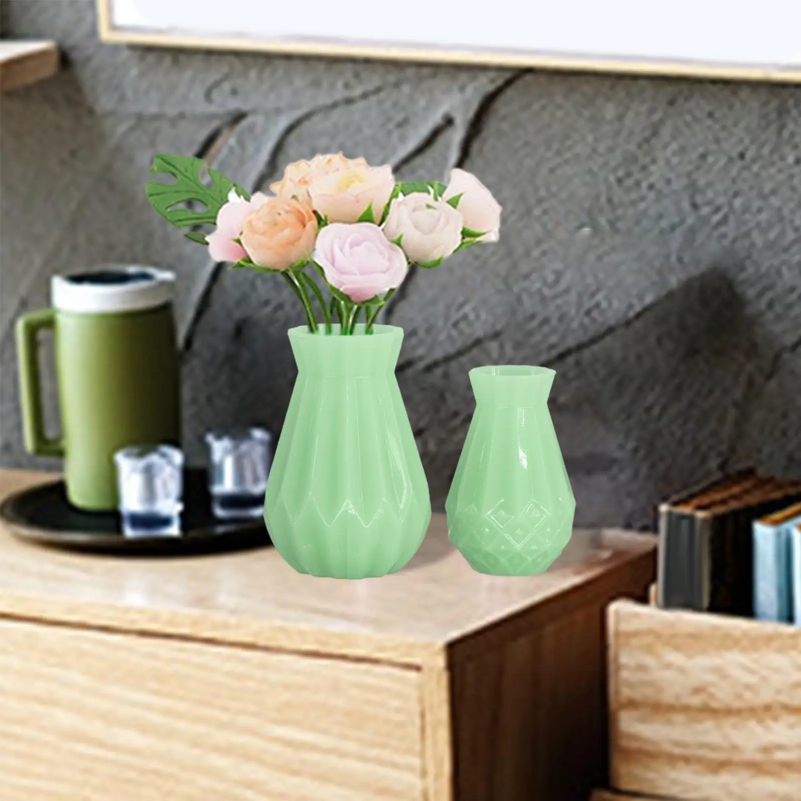 1:12 Dollhouse Miniature Vase Flower Arrangement Plant Pot for Office Decor