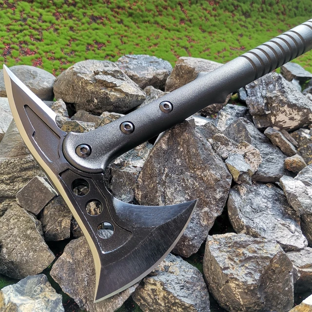 Hacha táctica CS Tomahawk de hoja de acero inoxidable, herramienta de mano  para caza al aire libre, acampada, supervivencia - AliExpress