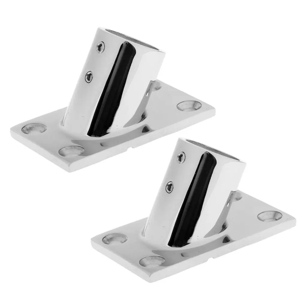 2 Pieces Heavy Duty 316 Stainless Steel Boat Deck Handrail Square Base Rail Fitting 1`` - 60 Degree