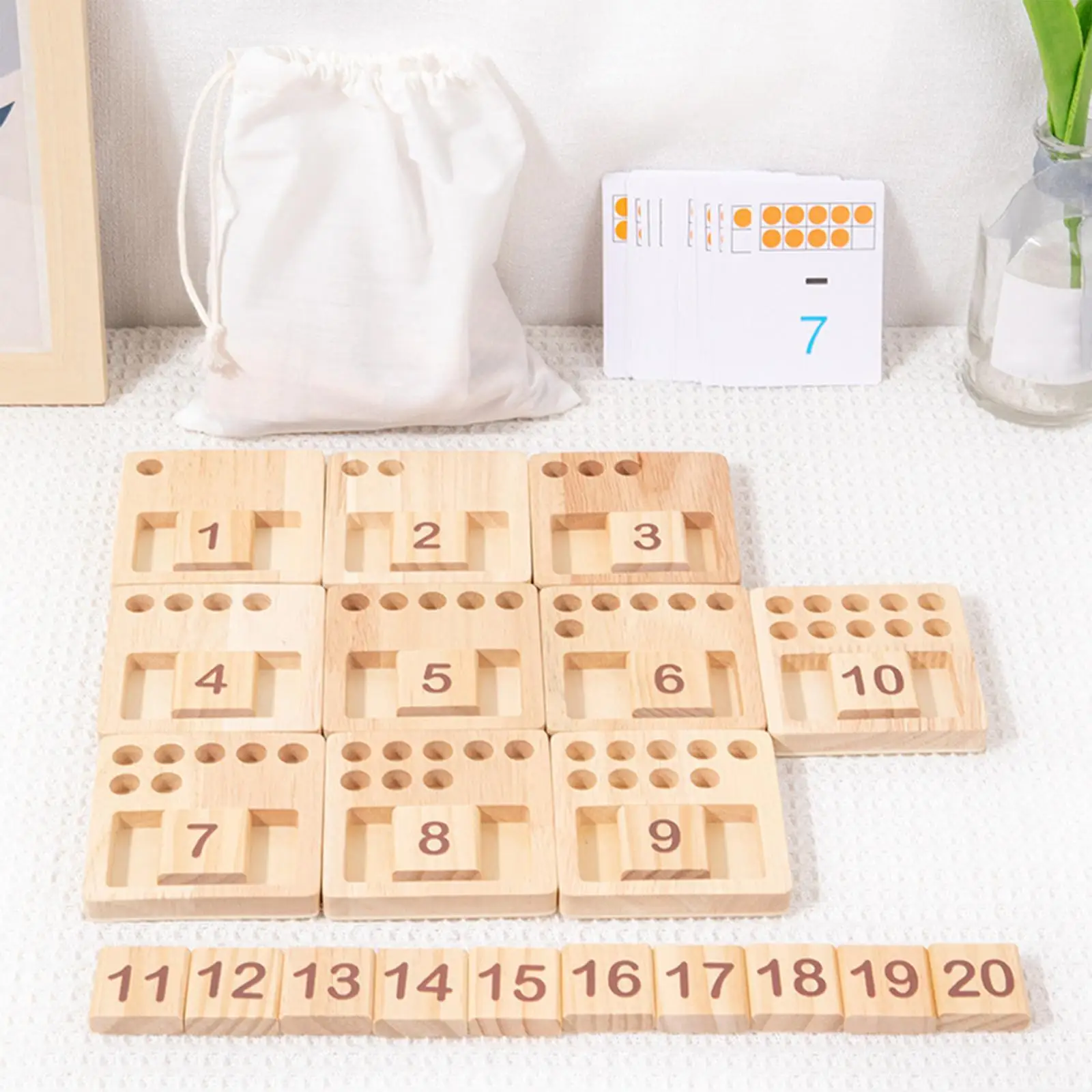 Number Counting Game Educational Toy Wooden Montessori Toys Wood Counting Rods with Cards for Baby Children Birthday Gifts