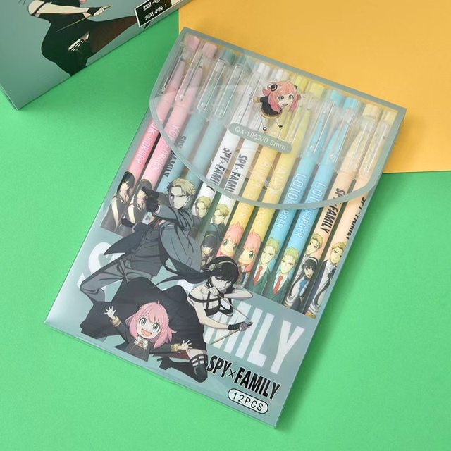 6pcs/set Anime Spy X Family Anya Yor Forger Gel Pens Cute Black Ink