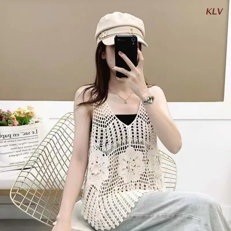 Hollow Out Flowy Tank Tops Loose Summer Sleeveless Crochet Ruffle Tops V  Neck Shirts Tunic Sweater Vest For Women Girls 6xda - Tanks & Camis -  AliExpress