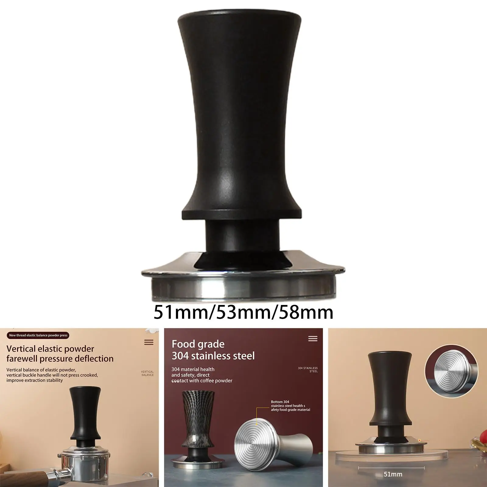 Espresso Tamper Calibrated Pressure Spring Loaded Flat Pressure with Circular Baffle Pressed Down Vertically Accessory Tool
