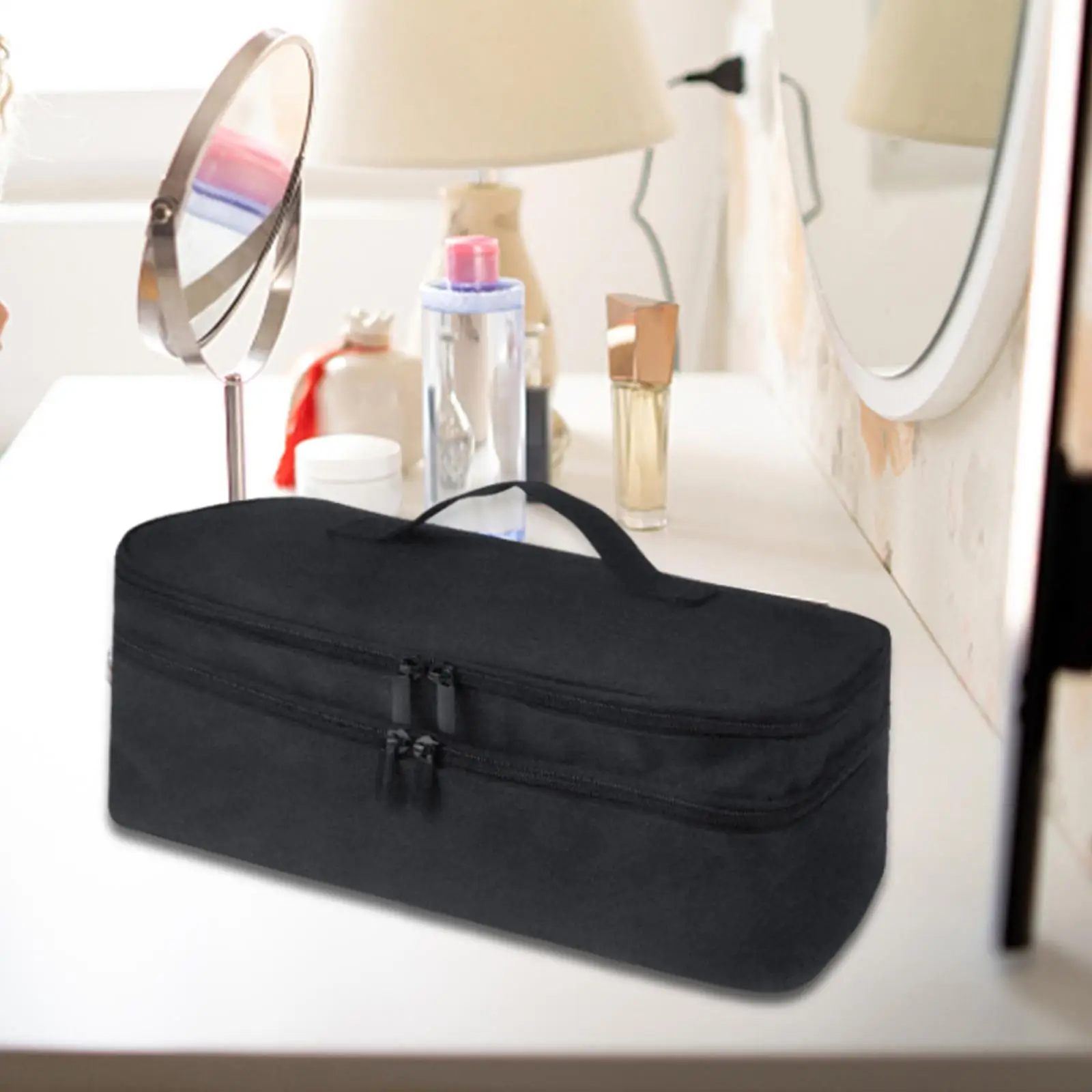 Hair Dryer Travel Carrying Case Double Layer Padded Cushion Interior Portable 15x5.5x5.5inch Sturdy for Hair Curler Accessories