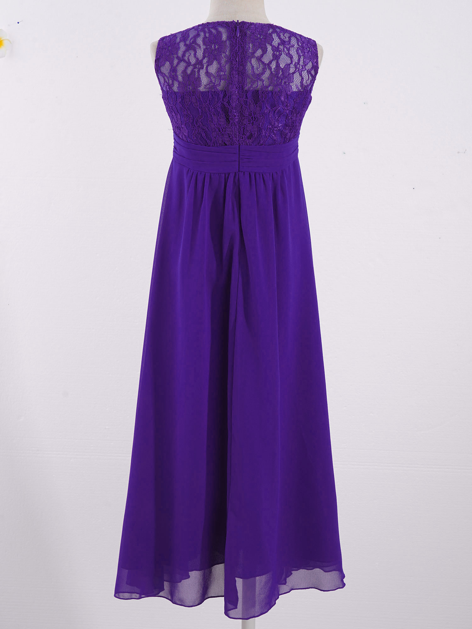 4-16Yrs Mädchen Ärmellosen Chiffon Spitze Party Kleider Blume Mädchen Kleid Pageant Hochzeit Brautjungfer Geburtstag Prinzessin Maxi Kleid – Detail 11
