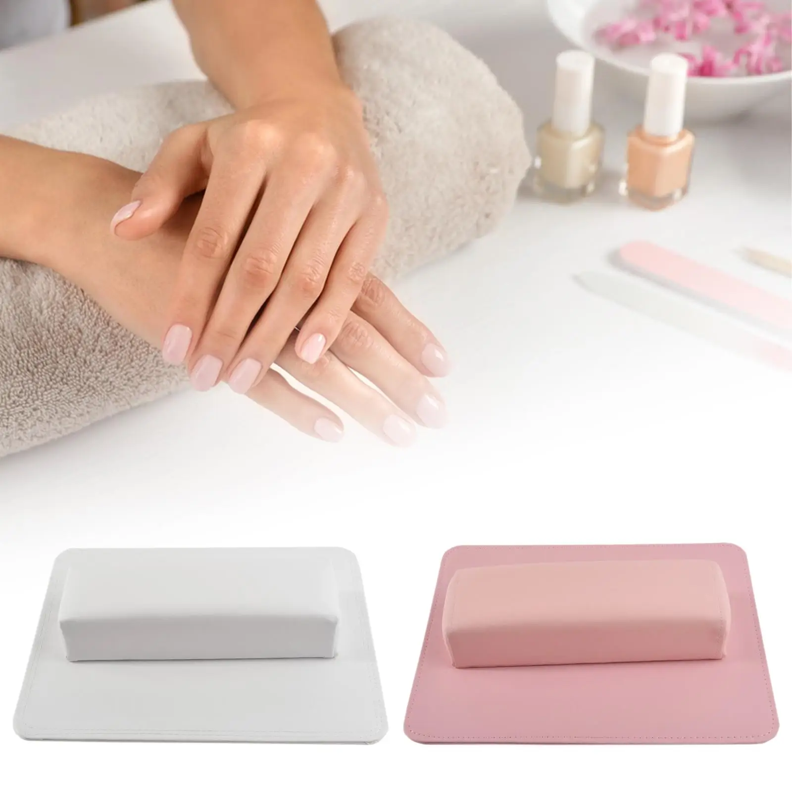 Nail Pillow and Mat Comfortable PU Leather Nail Arm Rest Holder Hand Cushion Nail Art Cushion Mat Set for Salon Home Manicurist