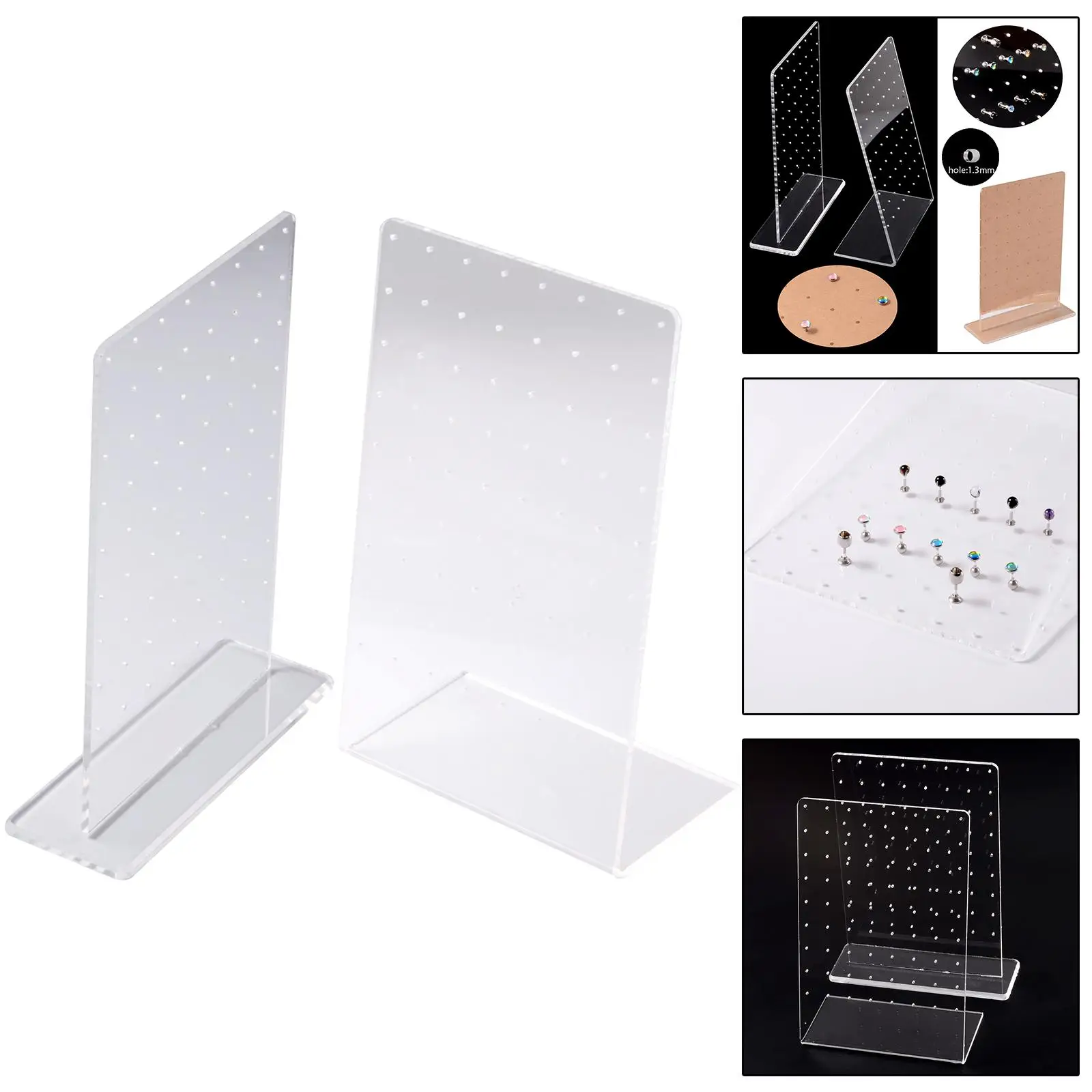 Acrylic Earrings Display Stand Necklace Ear Studs Jewelry Pendant Gift Clear Board Case Rack for Photography Retail Storage Shop