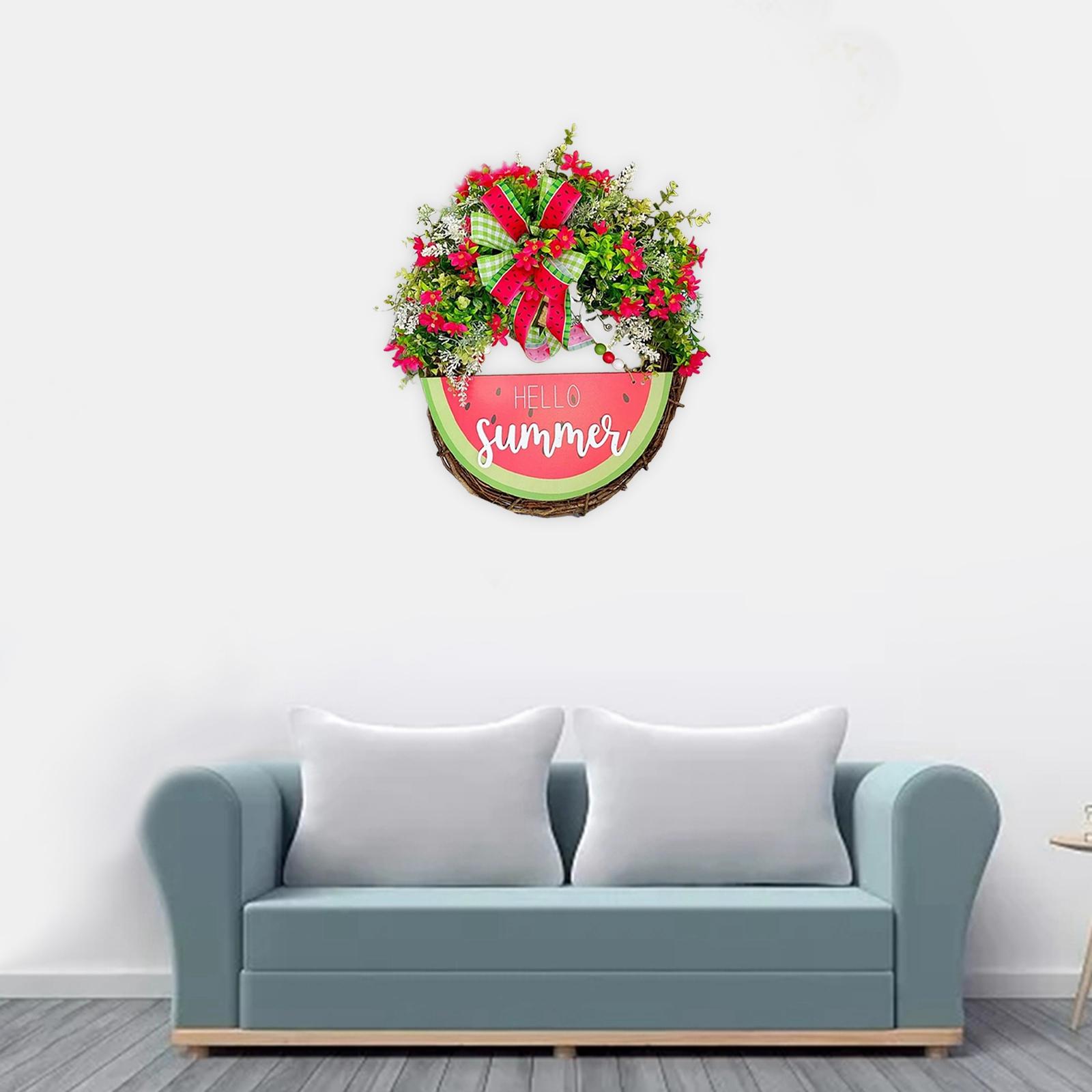 Summer Watermelon Hanging Sign Watermelon Wreath for Front Door Entryway Outdoor