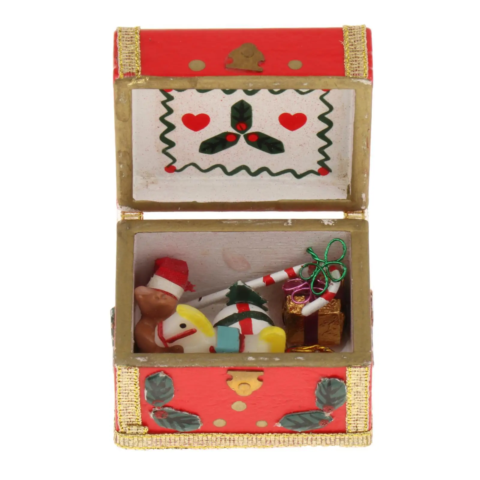 Christmas 1:12 Scale Miniature Treasure Chest Dollhouse Accessories for Scene Dollhouse Micro Landscape Accessory Ornaments