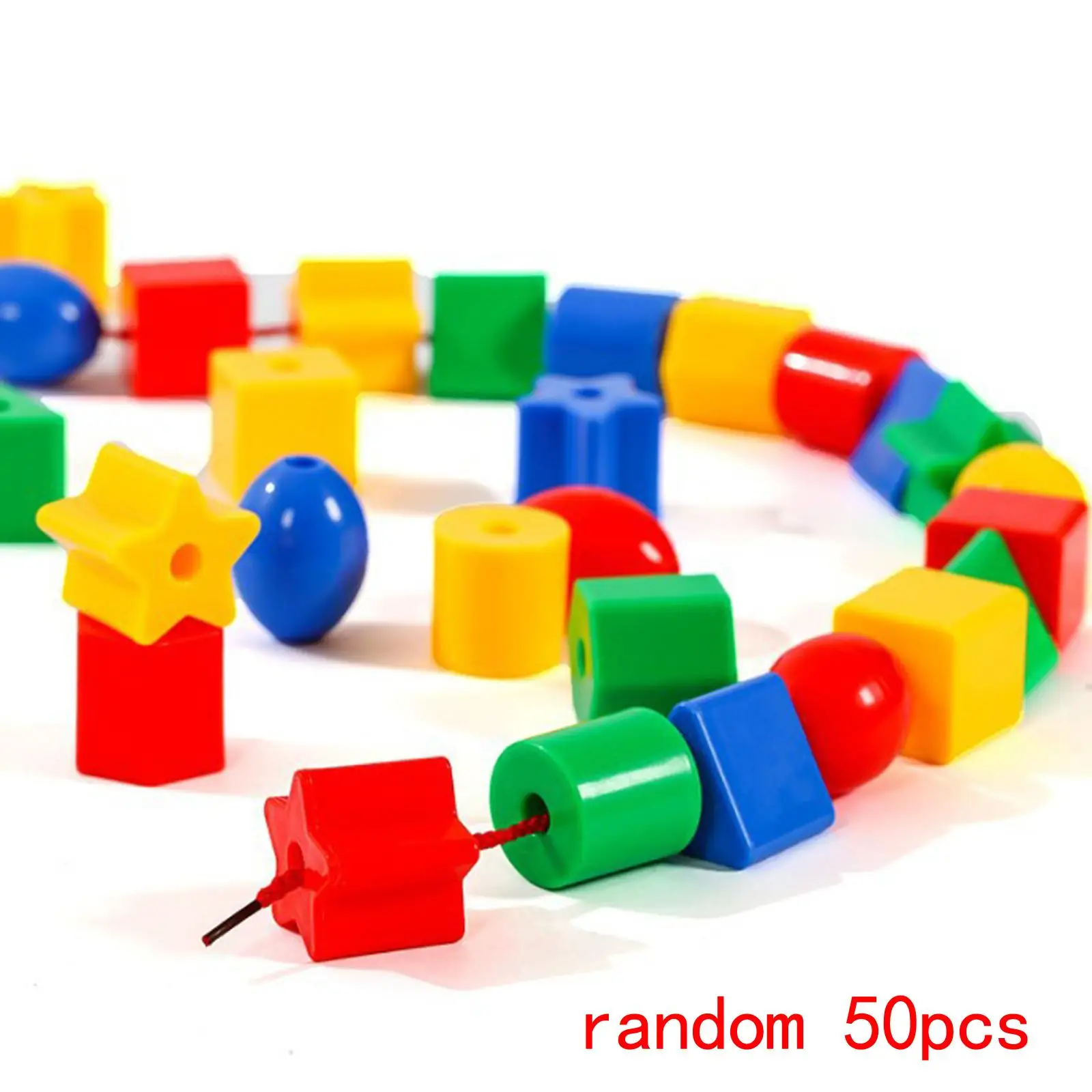 50 Pieces Educational Threading Toy Educational Toys Building Block Fine Motor Skills Lacing Beads Toys for Boys Girls Toddlers