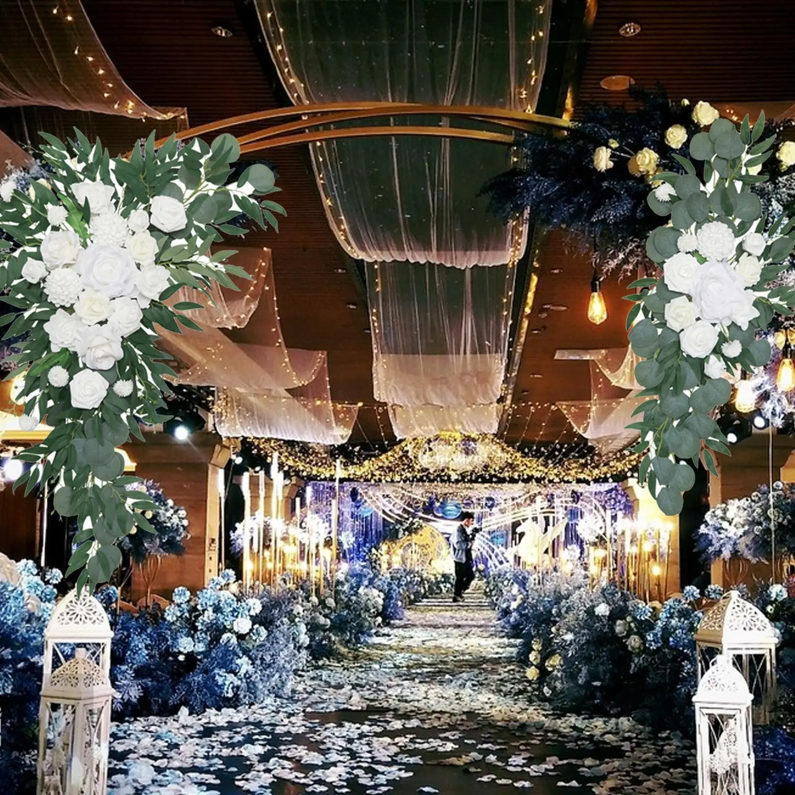 Wedding Arch Wreath Floral Backdrop Artificial Flower Swag for Wedding Car