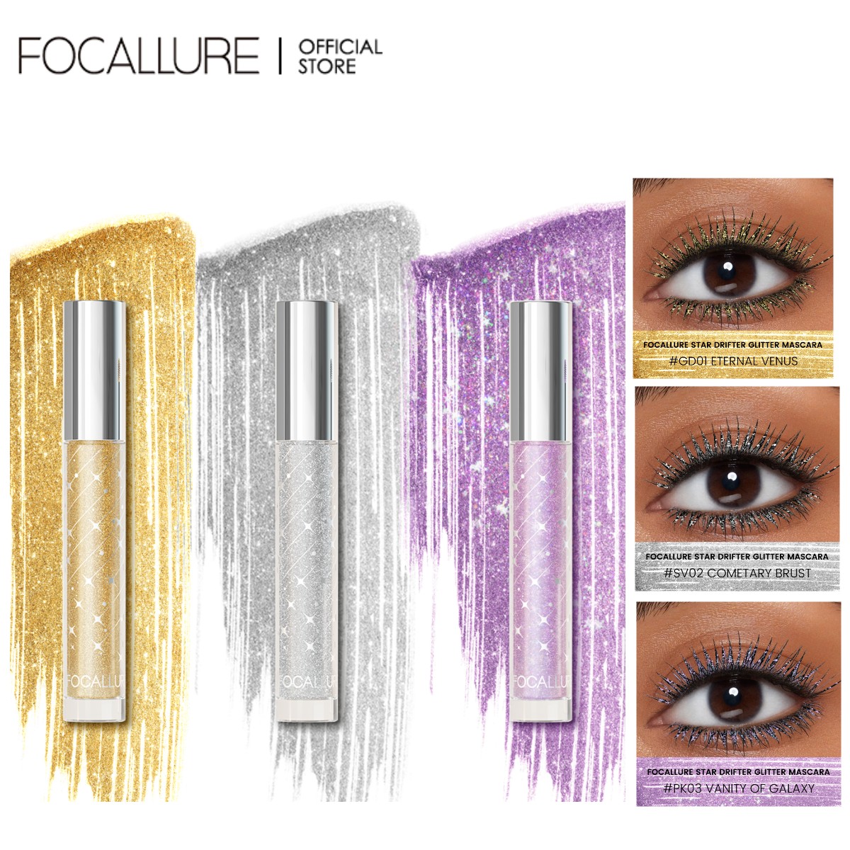 Best of FOCALLURE Diamond Glitter Mascara Long-lasting Fast Dry Eyelash Extension Curling Lengthening Eye Lashes Brush Makeup Cosmetics Reviews & Tips