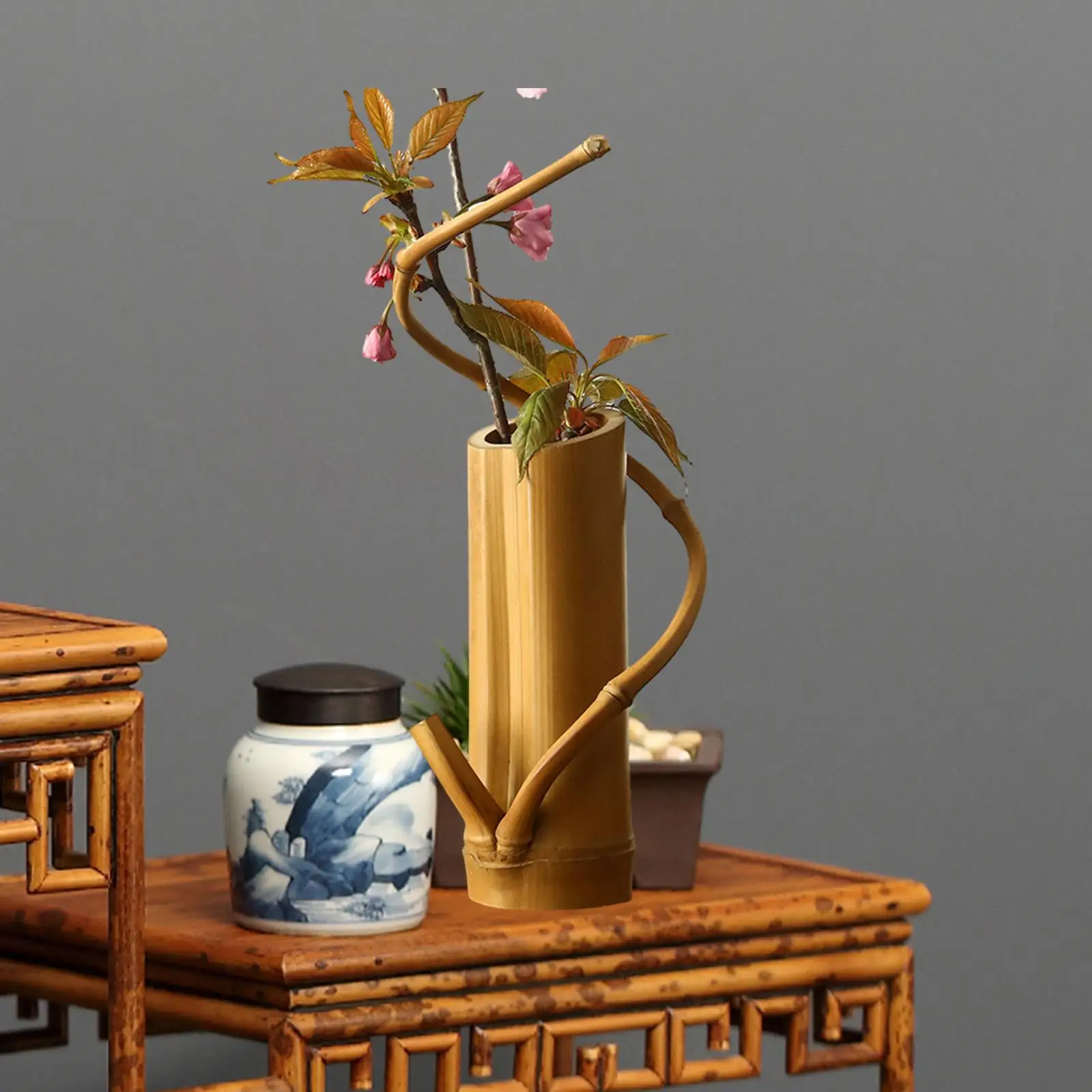 Bamboo Flower Vase Tabletop Decoration Multipurpose 15x5cm Rustic for Coffee Table Decor Lightweight Minimalist Durable Stylish