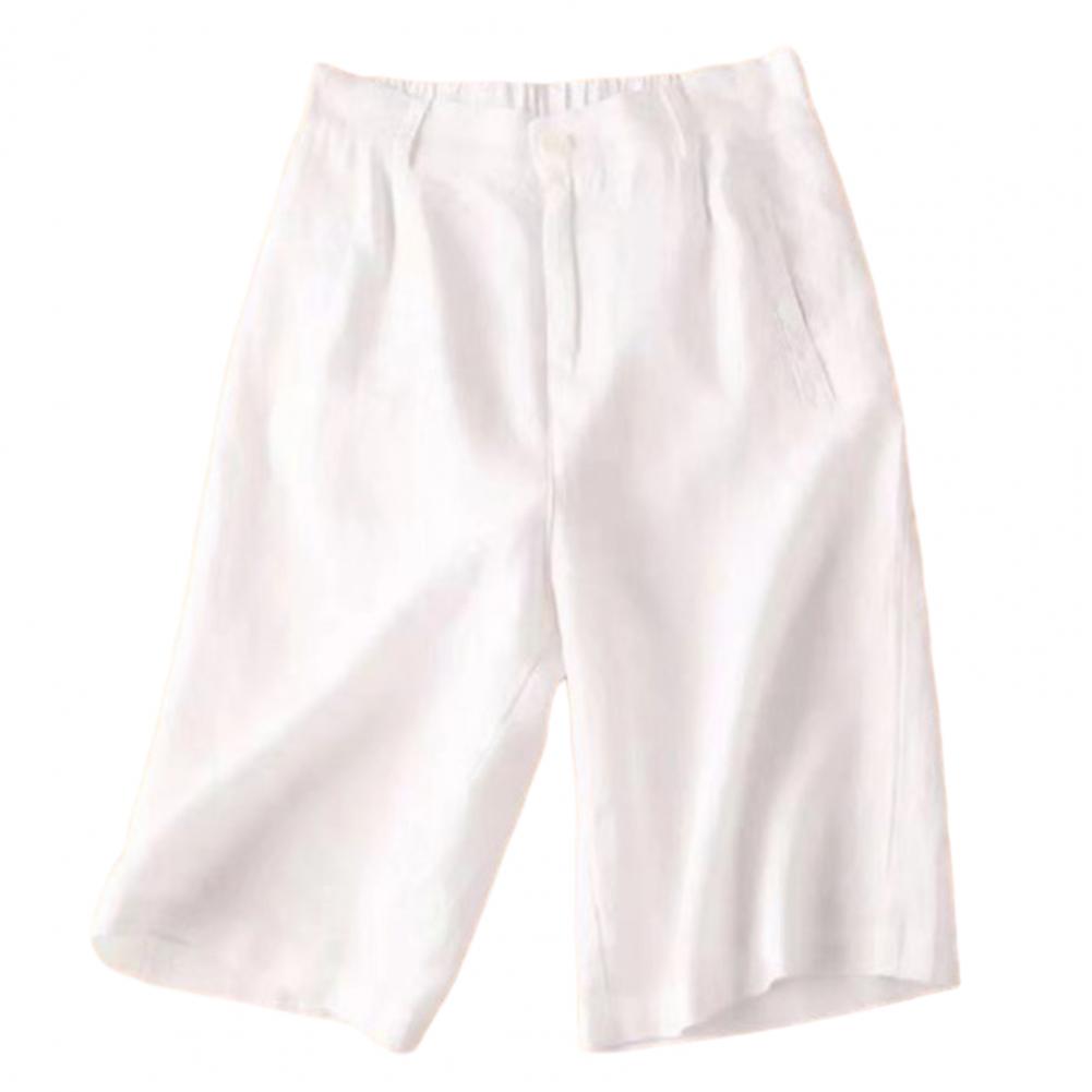 Breathable Cotton Linen Shorts Japanese Retro High Waist Wide Leg