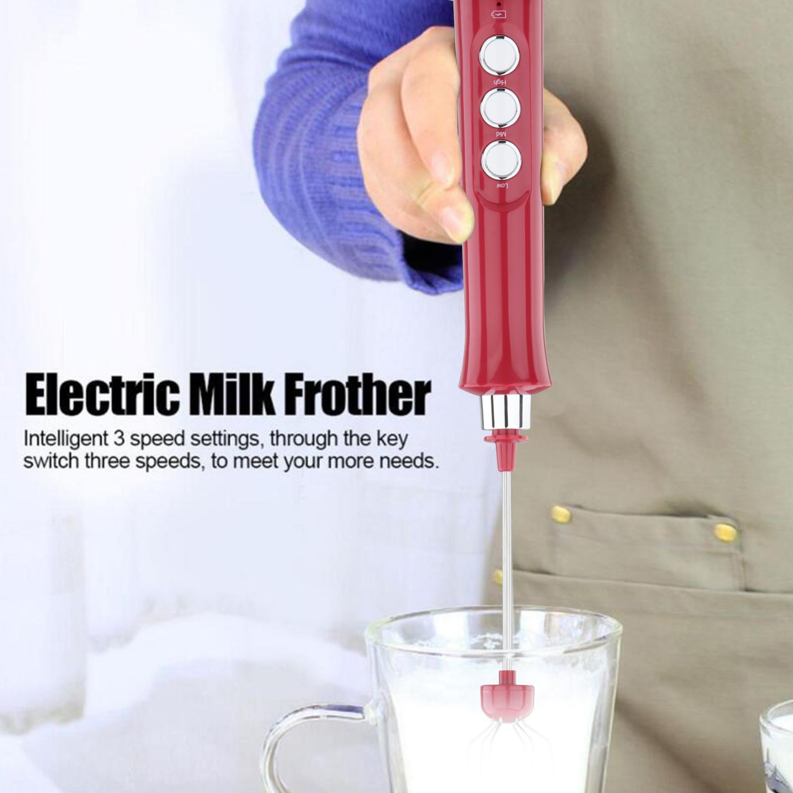 Handheld Electric Milk Frother 3-Speed Adjustable Egg Beater for Hot Chocolate Cappuccino