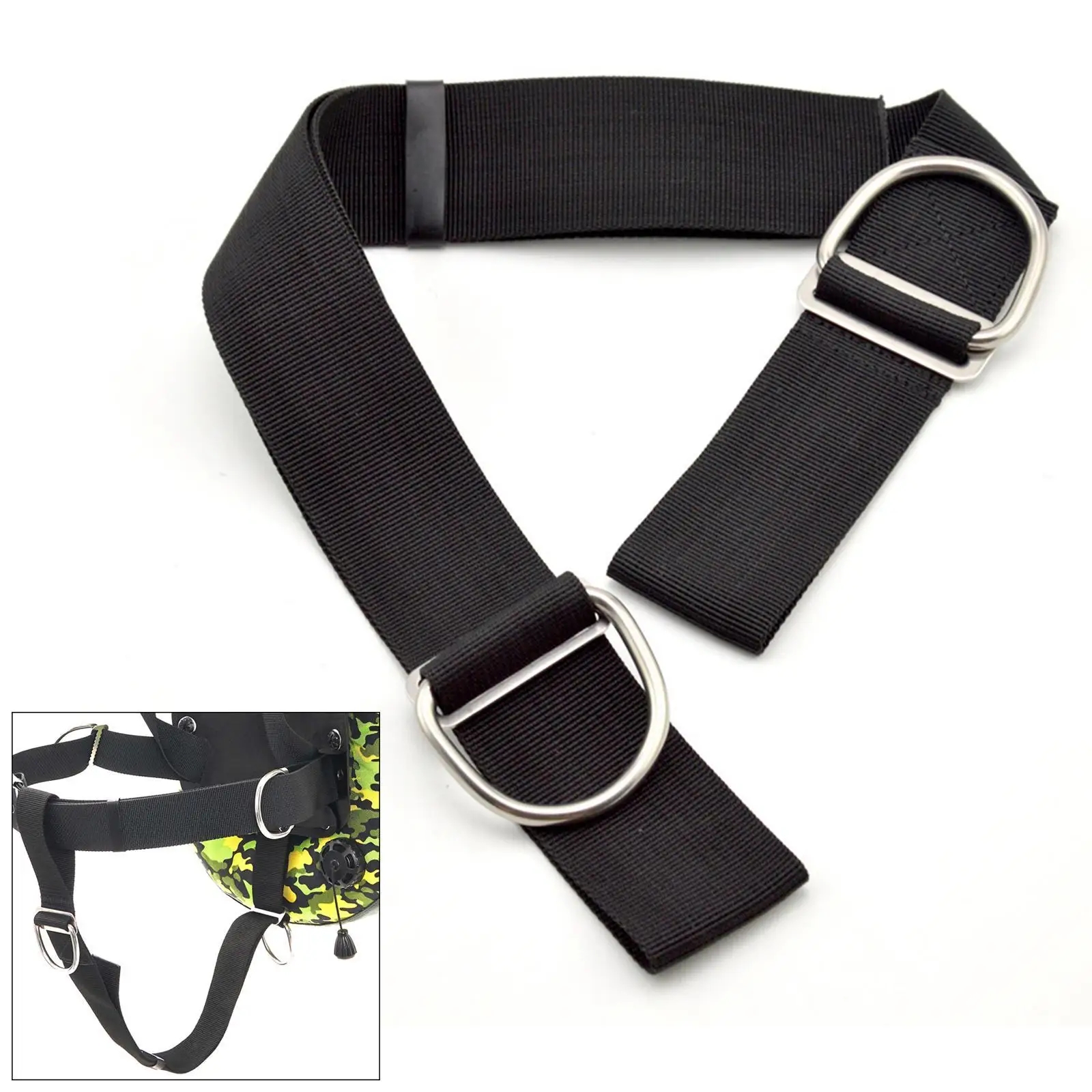 Tech Dive Crotch Strap with 2 D-Rings Crotch Straps Divers Gear 2 Inches Black