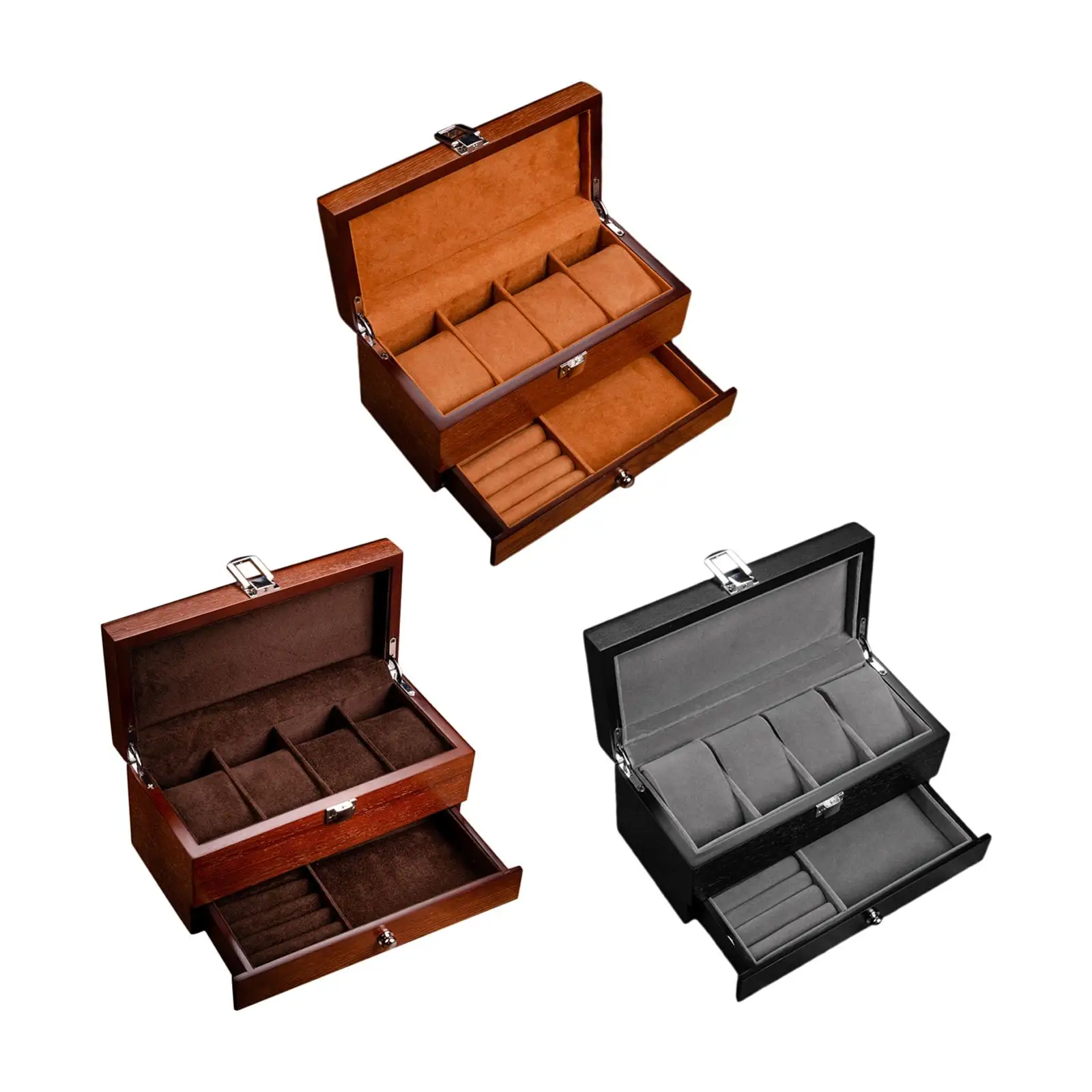 Double Layer Watch Box Container Practical Portable Multifunctional Wooden Jewelry Organizer for Necklace Shop Display