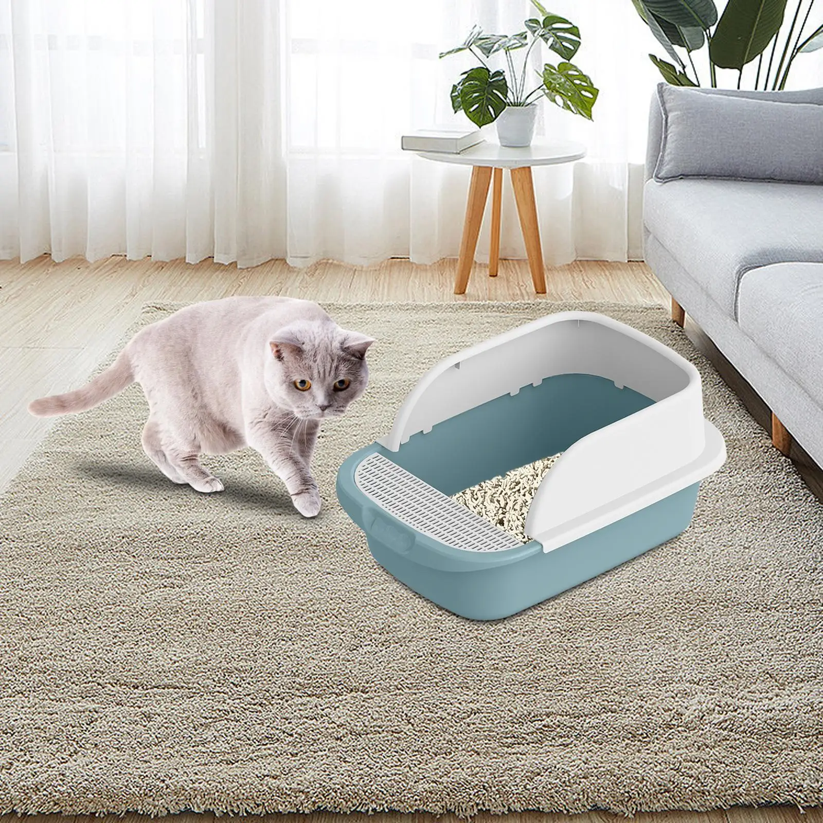 Cat Litter Box Toilet Travel Durable Semi Enclosed Anti Splashing Sandbox for Kitten