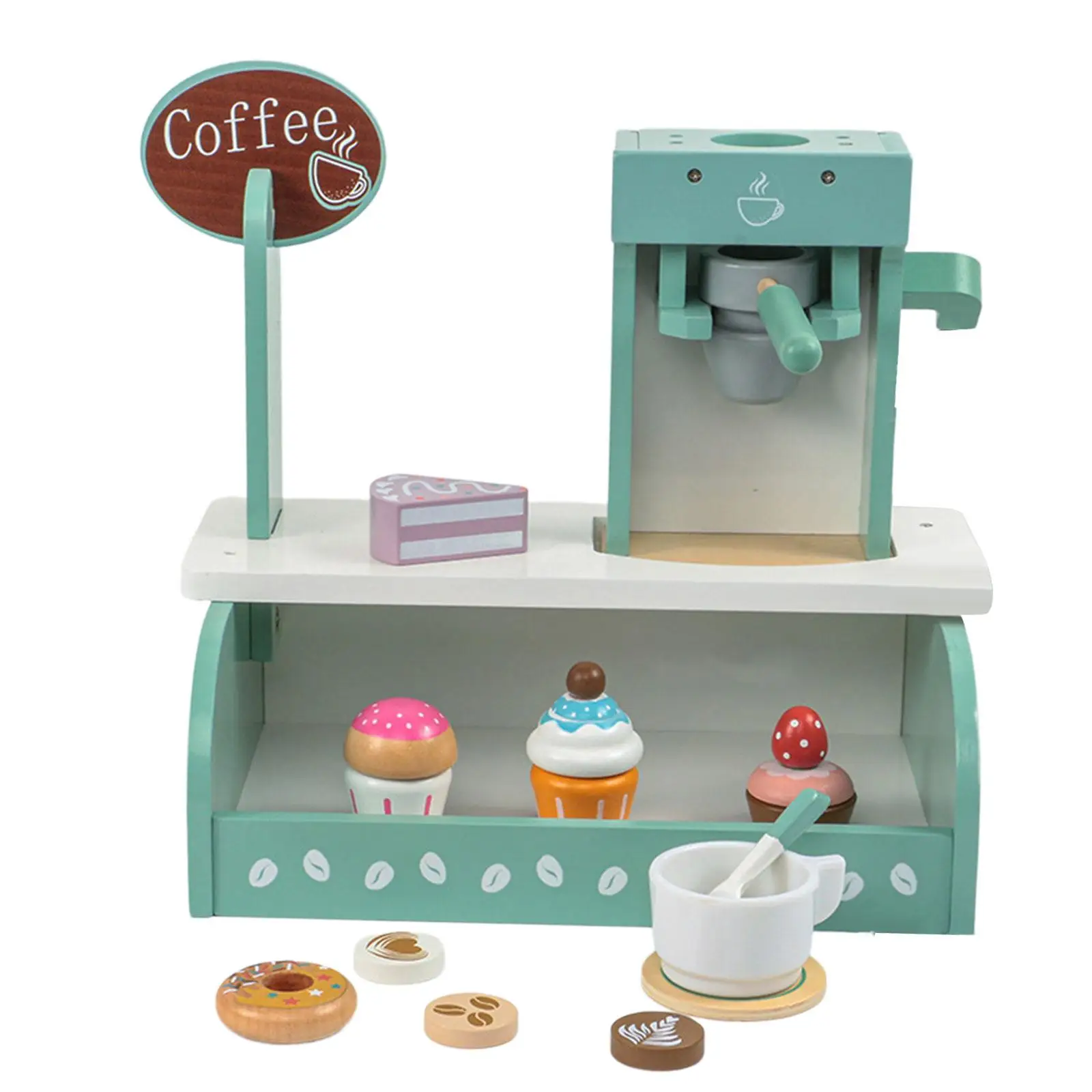 Kids Coffee Maker Playset Toy Wooden Coffee Maker Set for 3+ Year Old