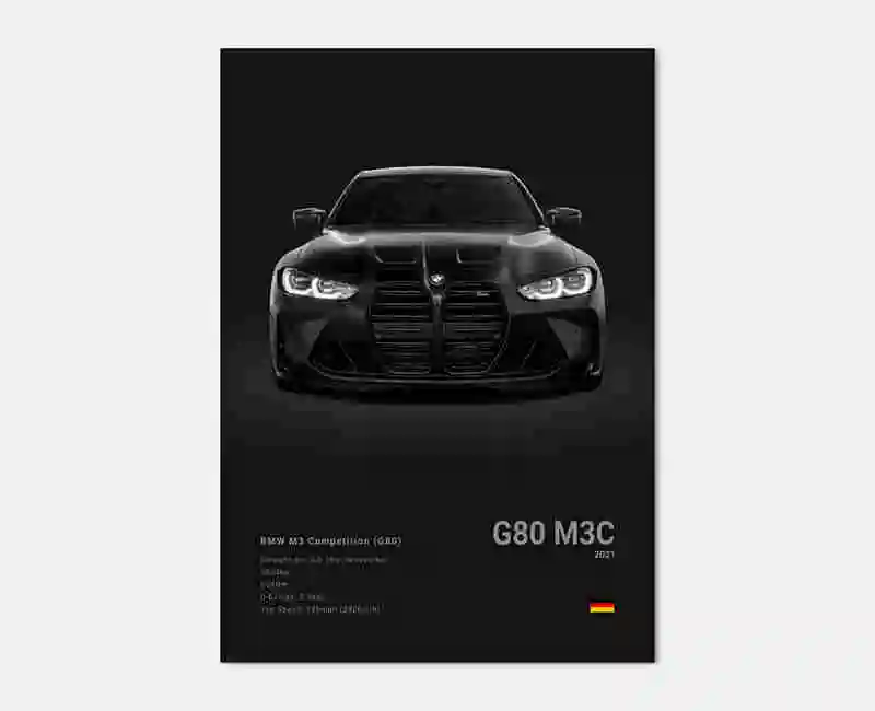 S02be5ac037704854ab8ac22214e0acf7Q Pop Black And White Poster Wall Art Luxury Supercar F80 M3 M140 GTR HD Oil On Canvas Print Home Living Room Bedroom Decor Gift