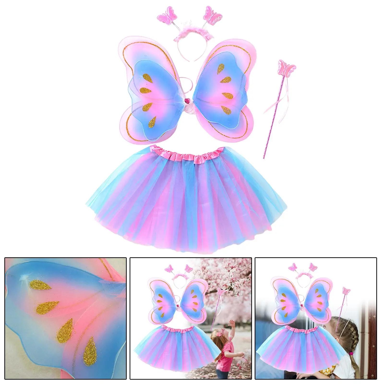 Fancy Girls Fairy Butterfly Costume Set Princess Clothing for Halloween Big Event Birthday Party Holiday Princess Cosplay