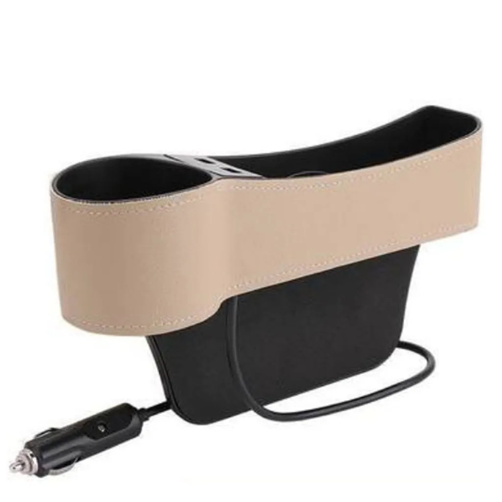 Car Seat Gap Organizer, Multifunctional with Dual USB Charging, Cup Drink Holder Storage Box for Driver/Passenger Side