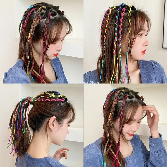 Colorful Hair Strings Hair Tie For Braids Hair Thread Yarn Braiding Wire  Ribbon Metallic Hair Tinsel Glitter Hair Strand - Braiders - AliExpress